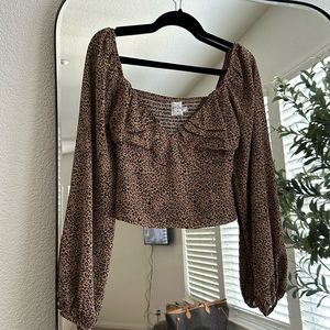 Princess Polly Cheetah Long Sleeve Blouse (US 6)